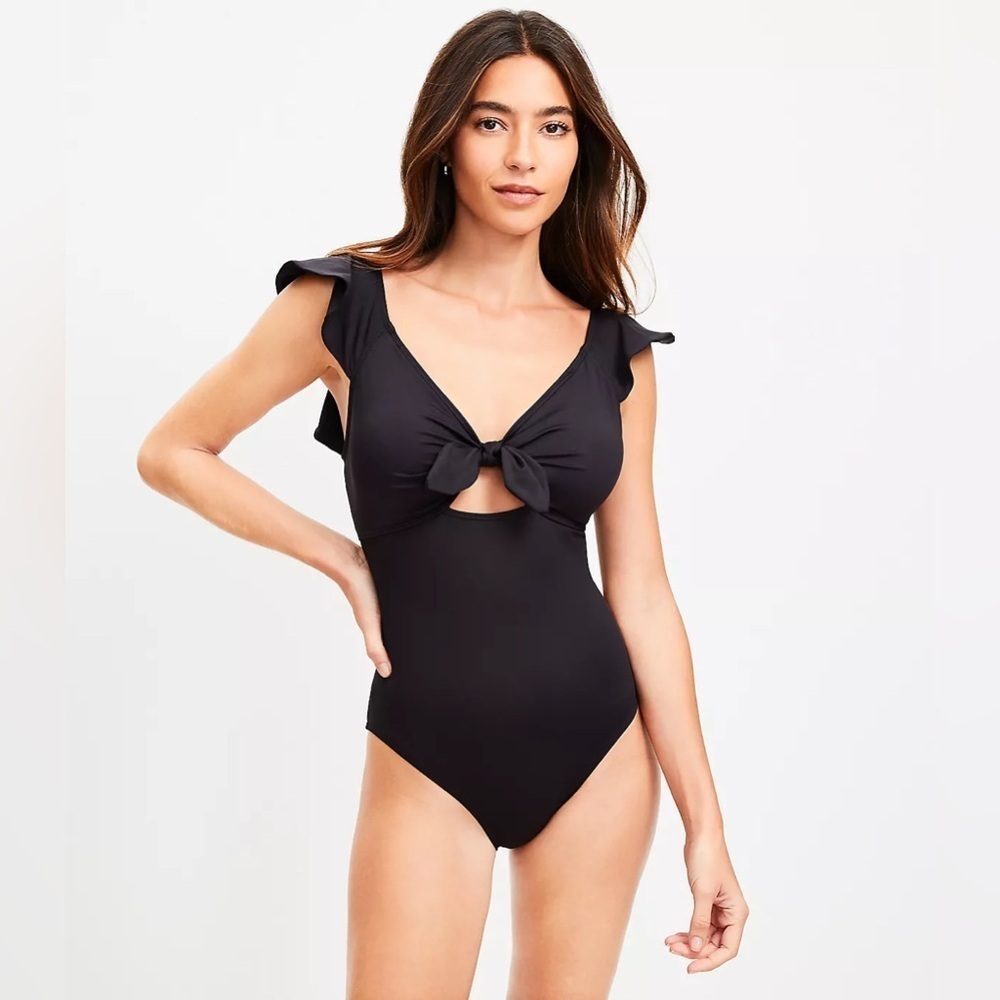 NWOT Loft Beach Keyhole Cutout Black Size X-Small Swimsuit